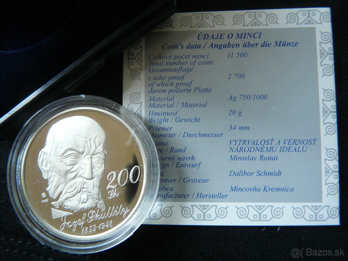 Slovenské strieborné 200 koruny proof, bk - 9