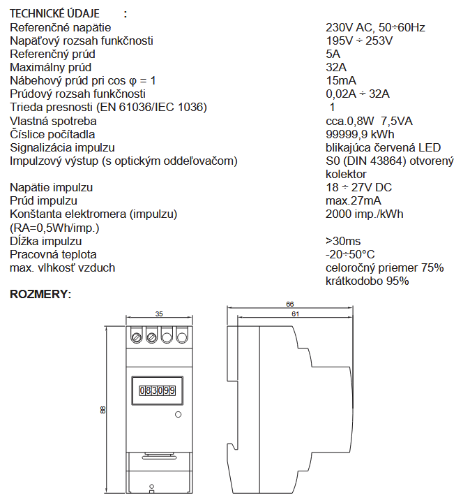 Elektromery analogove EU 1F/2P - 9