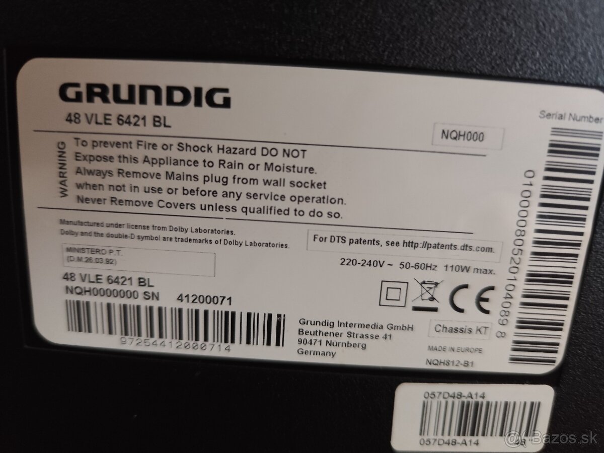 Predám Smart LED TV GRUNDIG 48VLE6421BL Full HD - 9