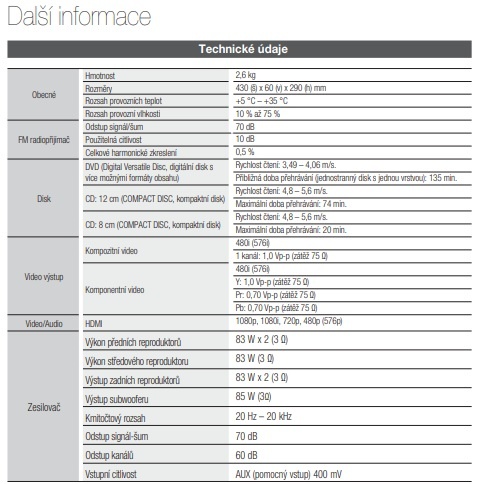 Domáce kino Samsung HT-C450 5.1 170W - 9