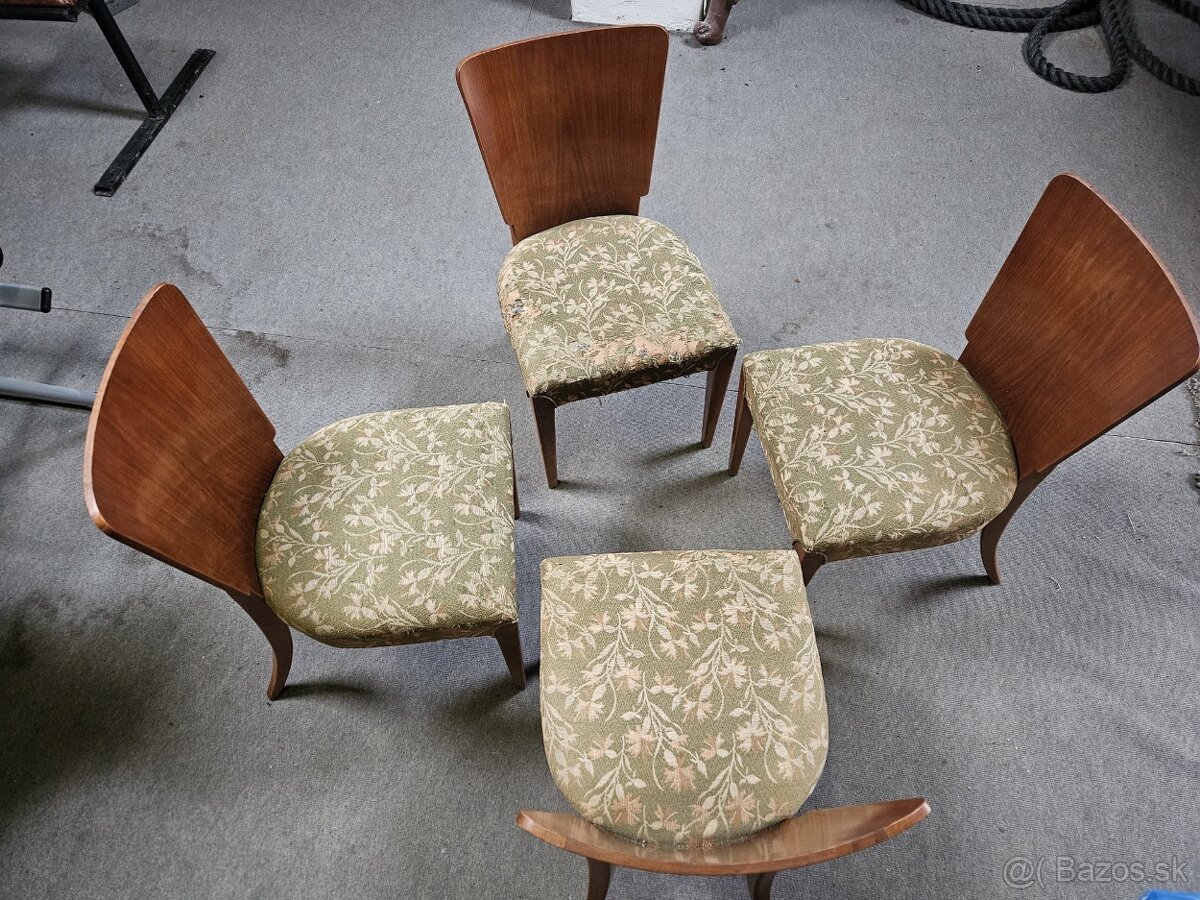 Stôl Halabala rozkládací a 4 stoličky lízátka H-214 - 9