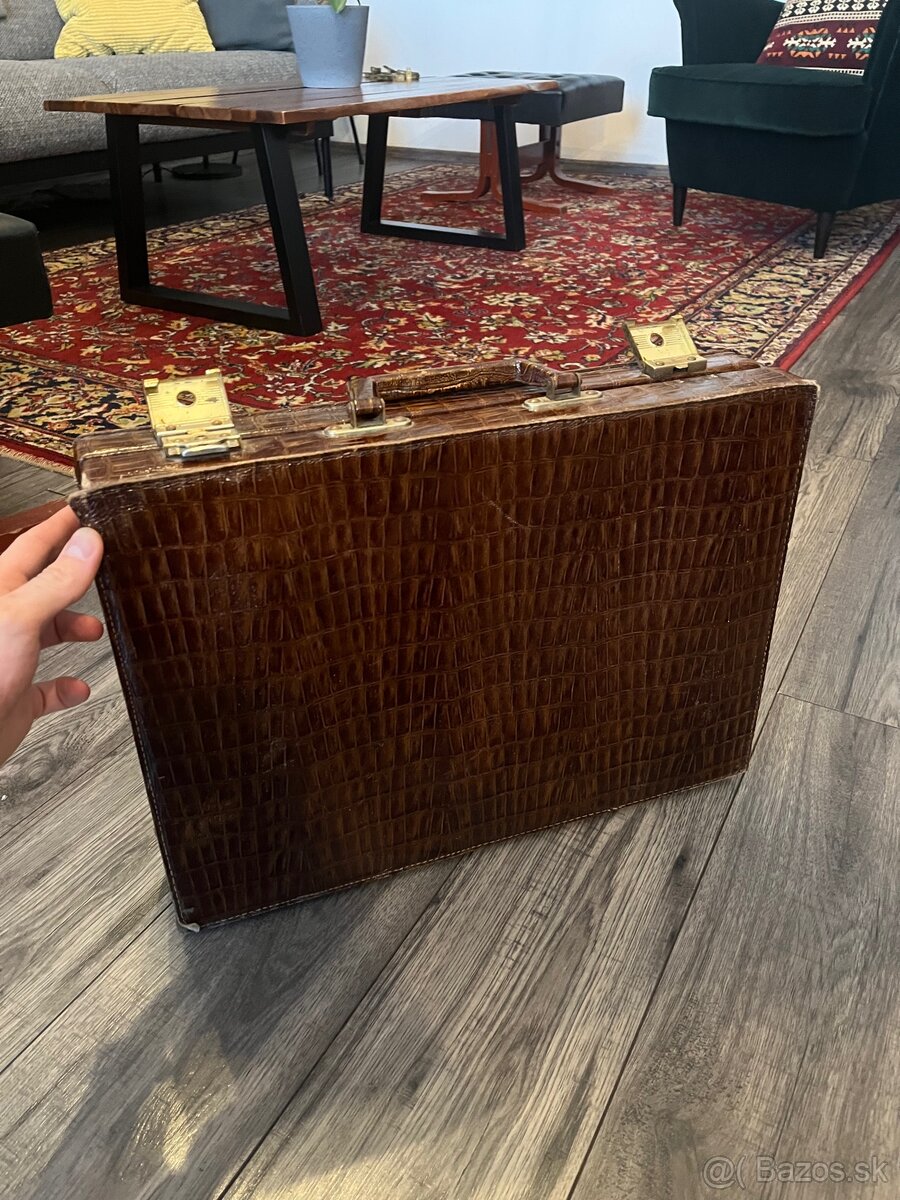Retro kufrík atašé krokodília koža I vintage I - 9