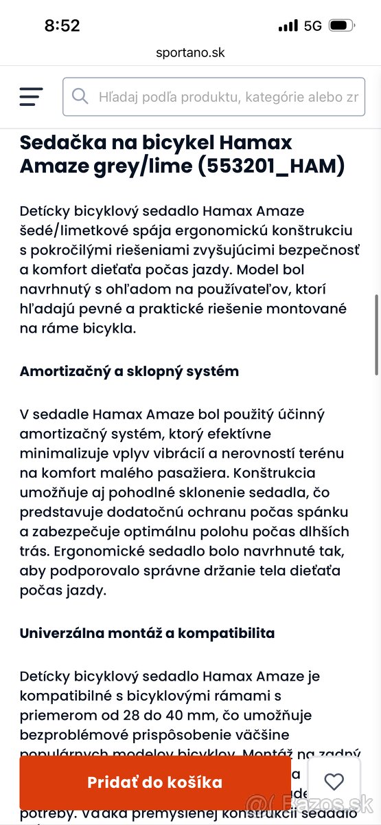 Sedačka na bicykel Hamax Amaze grey/lime - 9