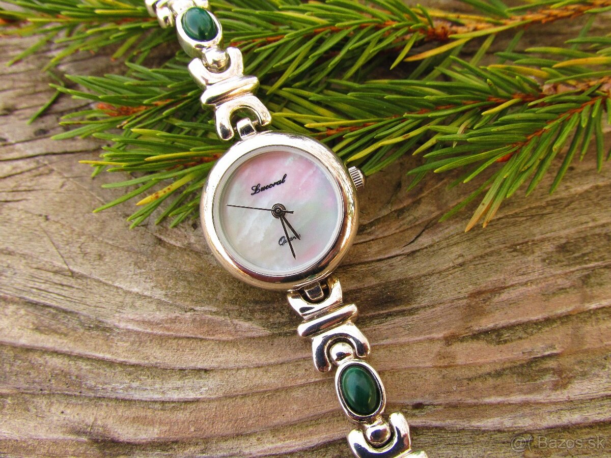 Dámske strieborné hodinky s Malachitom, Ag 925 - 9