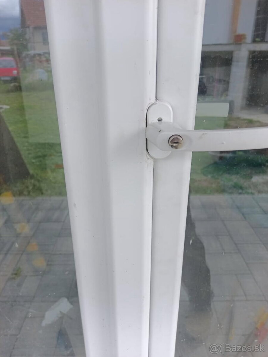 Plastové balkonové dvere 2-krídlové, zlatý dub/biela, nové - 9