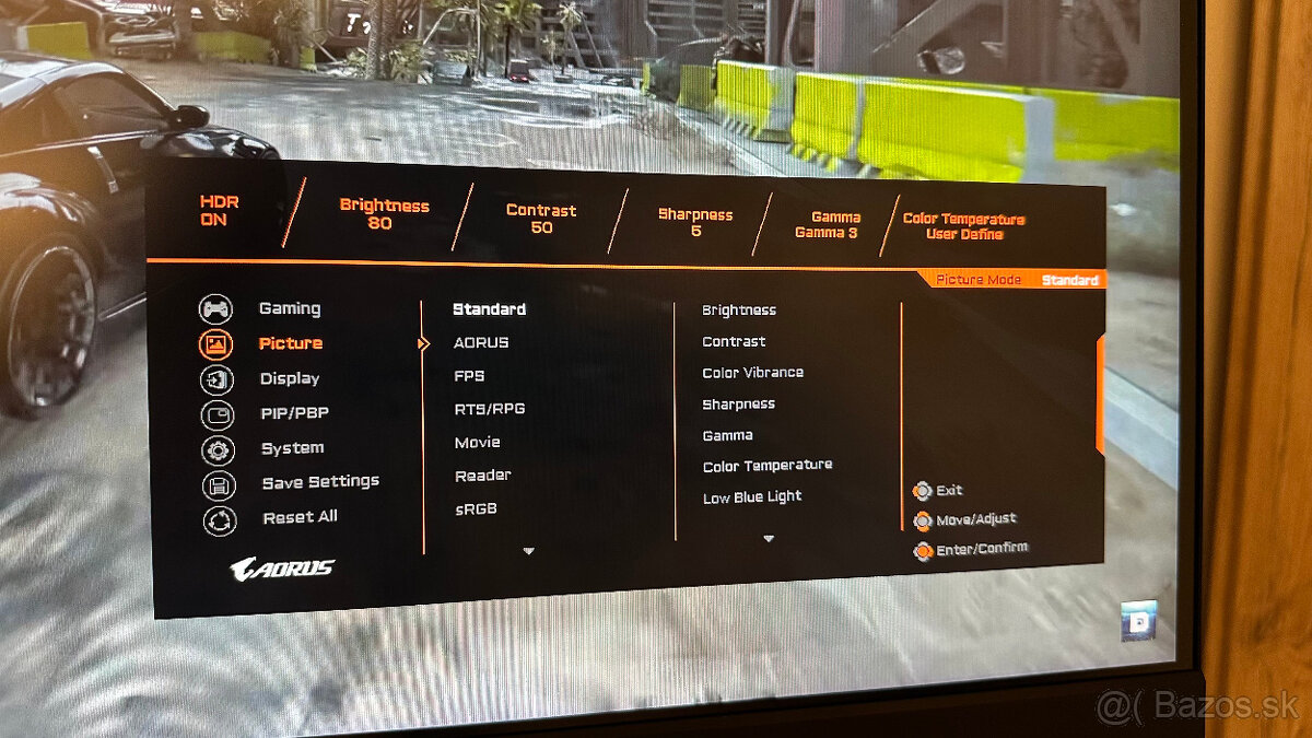 Predám Monitor Aorus AD27QD - IPS, 1440p, 144hz, HDR, G-Sync - 9