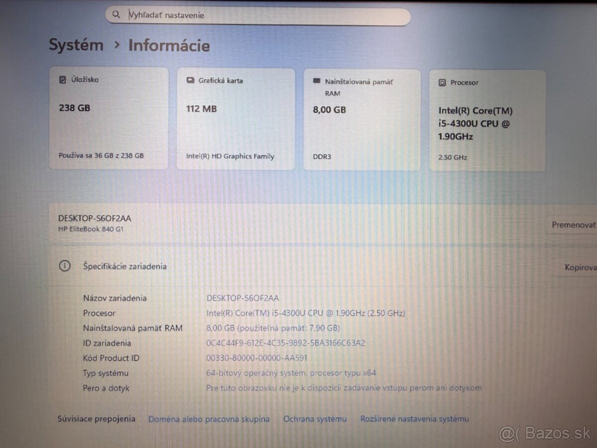 Notebook HP EliteBook 840 G1, i5, SSD 250 GB, 8 GB RAM - 9