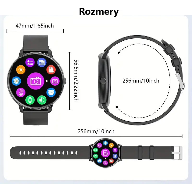 Fitness smart hodinky okrúhle, možnosť volania - 9