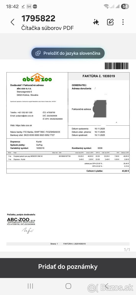 Predám nepoužitý pelech zn.Ferplast - 9