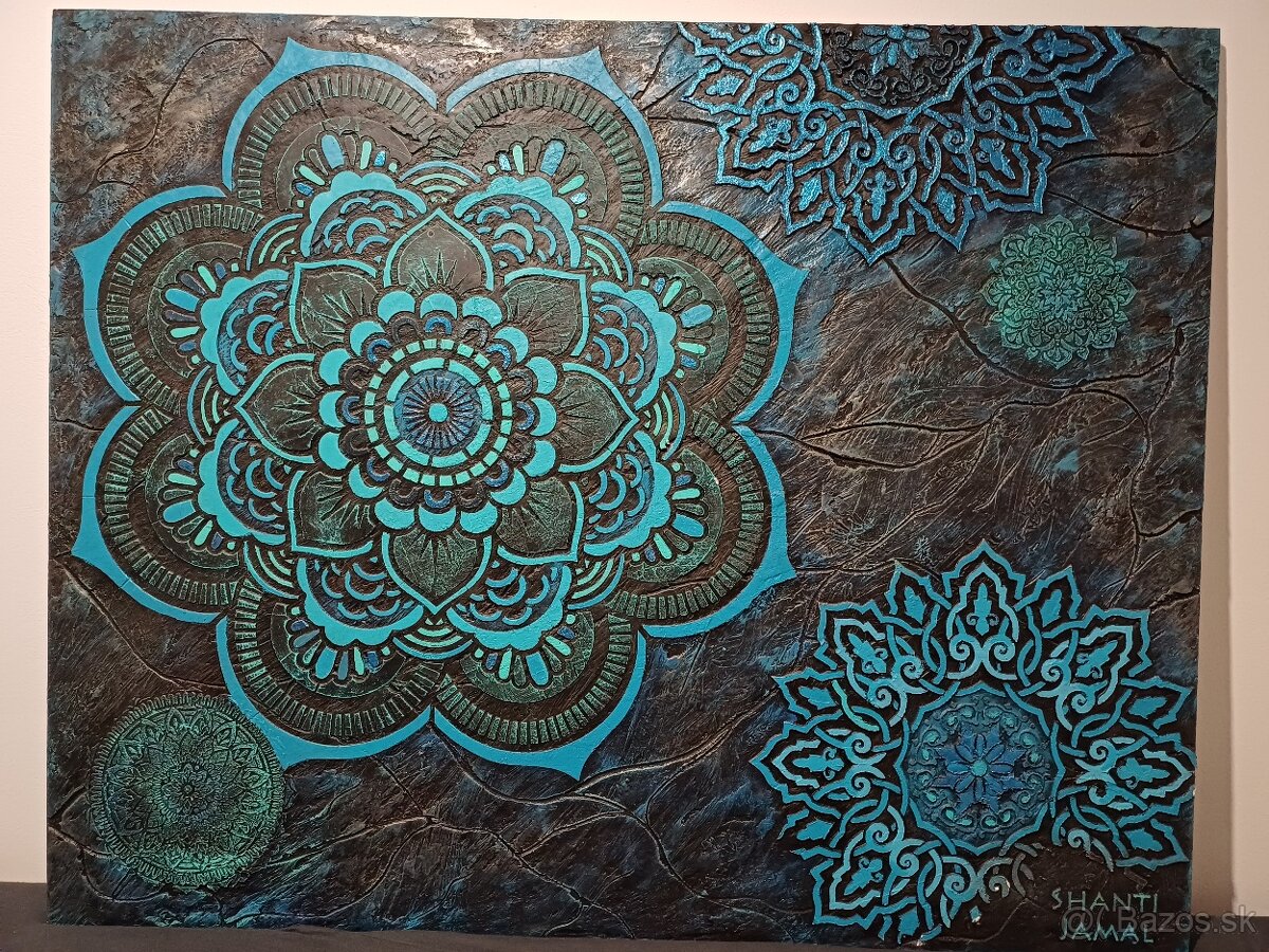 Mandala obraz tyrkys 3D 125x100cm - 9