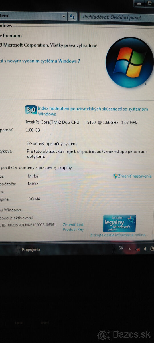 Notebook Toshiba Satellite A200 - 9