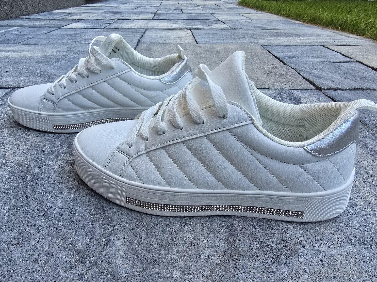 Biele tenisky Primark s kamienkami - 9
