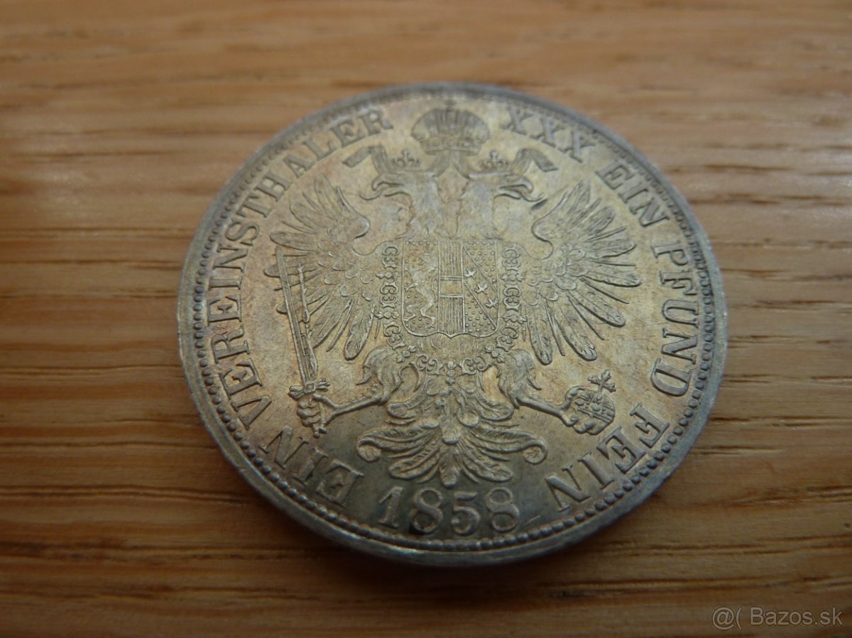 R-U Spolkový toliar 1858 A v krásnom zberateľskom stave - 9