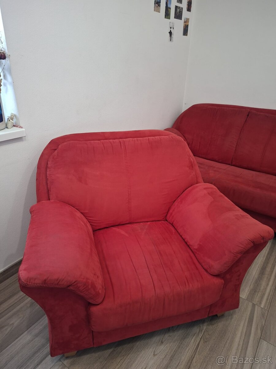 Cervena sedacia suprava 3+2+1+taburetka - 9