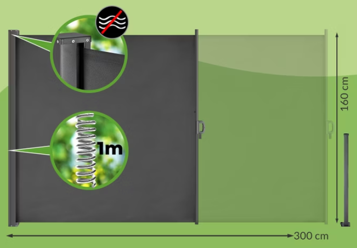 Bočná zaťahovacia markíza - rôzne rozmery - šedá a béžová - 9