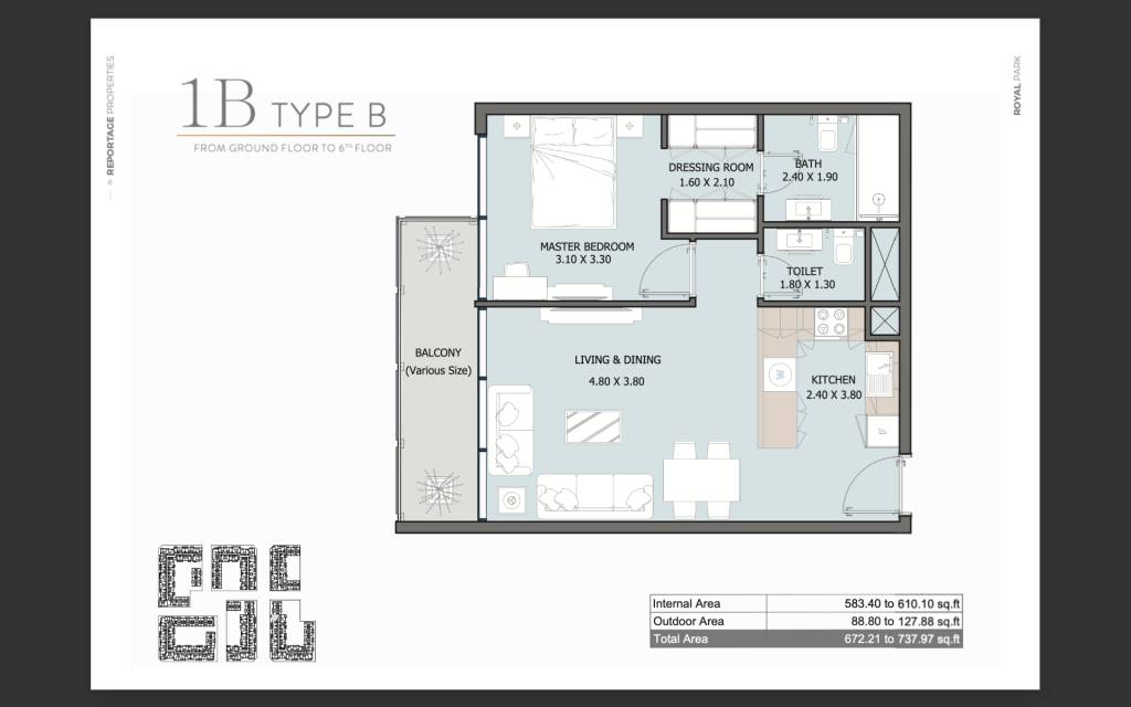 Royal Park Abu Dhabi - 2izbový byt (Type B) - 9