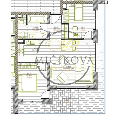 Trojizbový byt s terasou 27,46 m2 v meste Galanta - 9