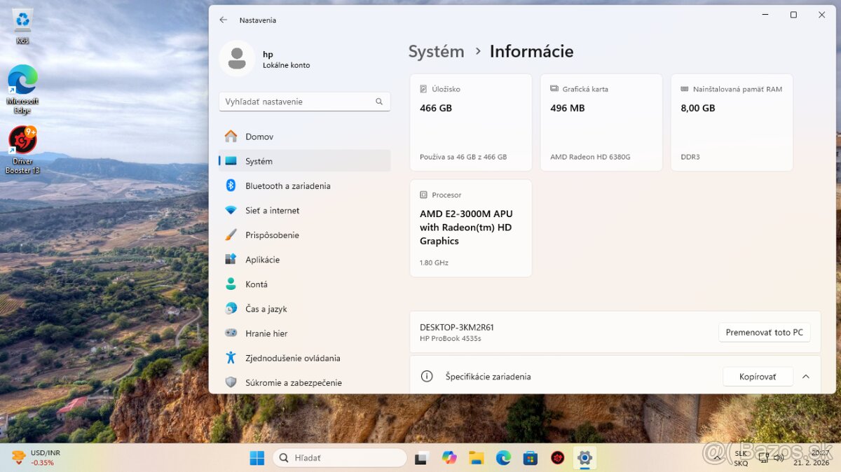 Predám notebook hp probook 4535s 2 jadro amd bez ram bez dis - 9
