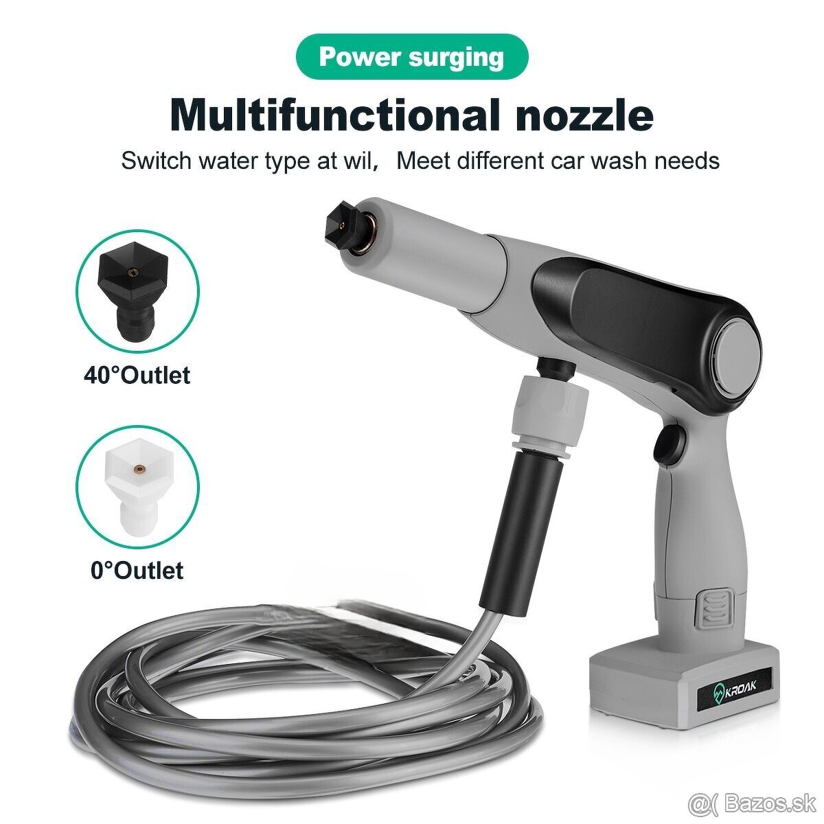 Kvalitná Nabíjacia Tlaková Čistiaca Pištoľ KROAK + Kufrík - 9