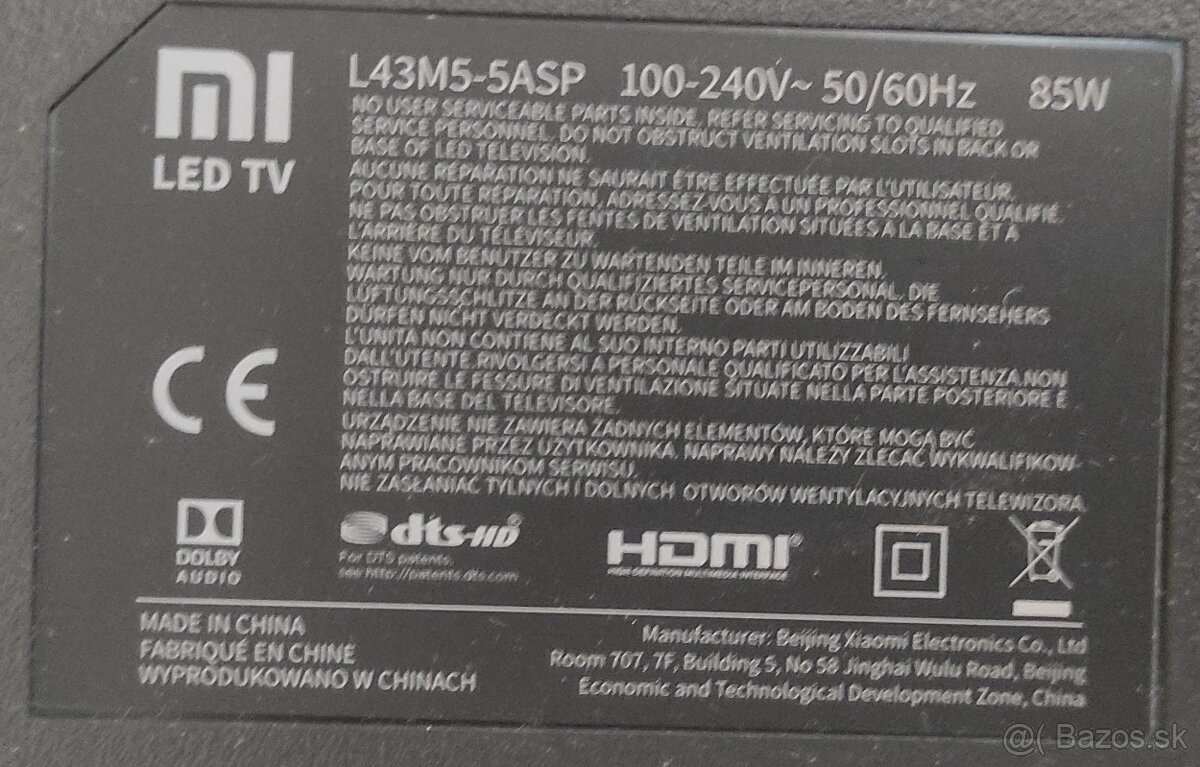 Predám 4KUHD SMART Android TV Xiaomi Mi L43M5-5ASP (109cm) - 9