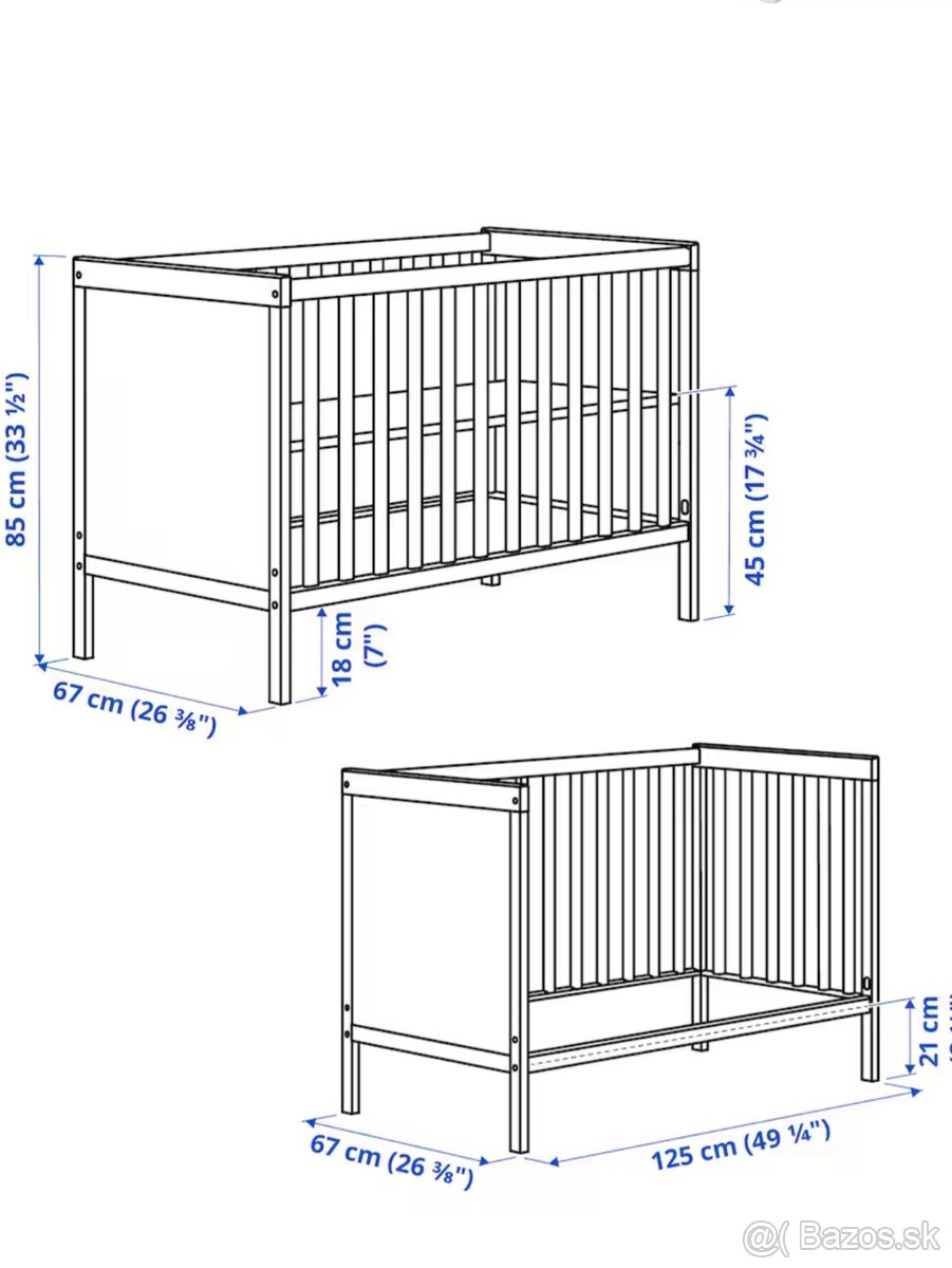 Detska postielka s matracom a komodou - 9