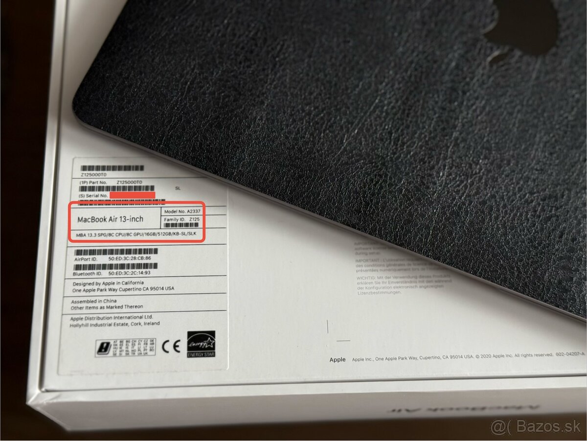 MacBook Air 13” 2020 (CTO), M1 8-core, 16GB/512GB - 9