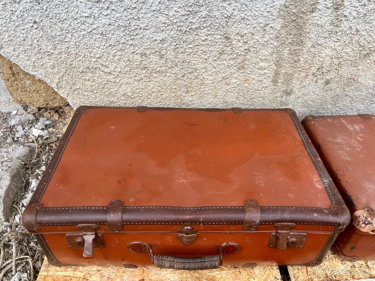 Starožitný starý retro cestovný kufor - 1ks - 9