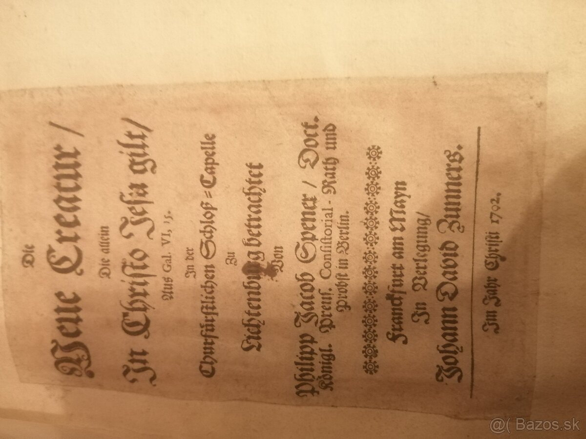 Stará hrubá baroková kniha z r. 1706 a 1702 - 9