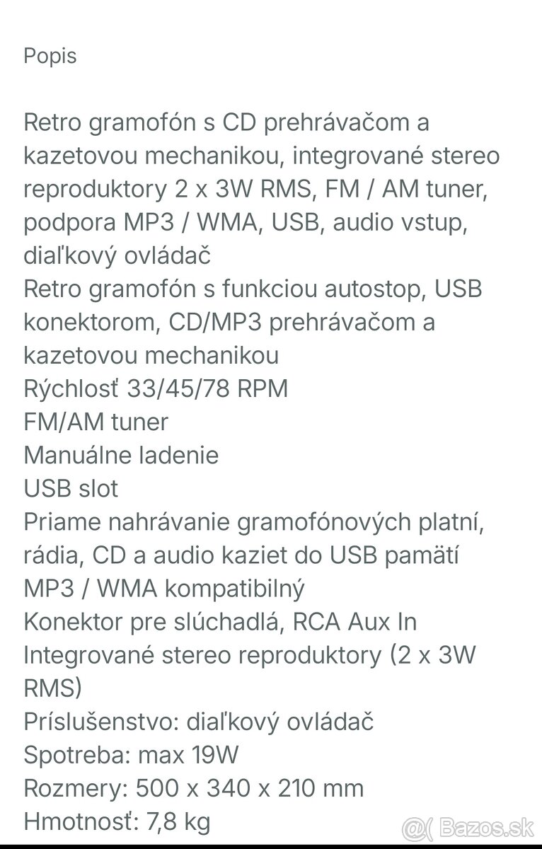 Gramofón Sencor STT016 - 9