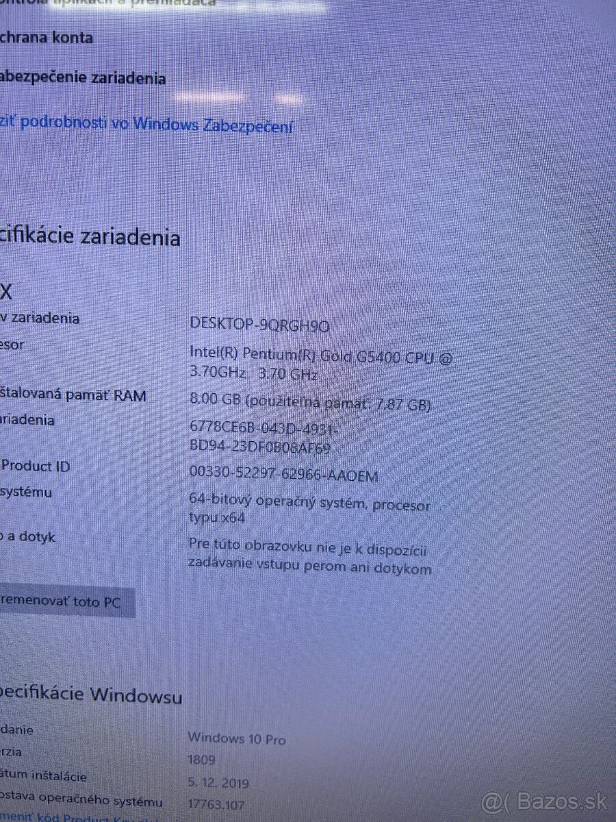 POČÍTAČ LYNX INTEL PENTIUM GOLD G5400 3,7GHz - 9
