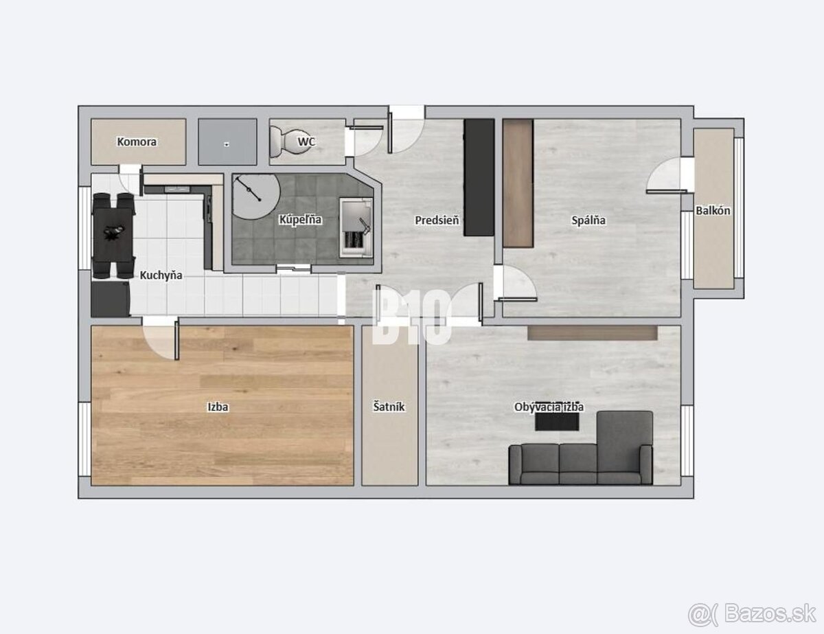Priestranný 3-izbový byt s balkónom v Leviciach - 9