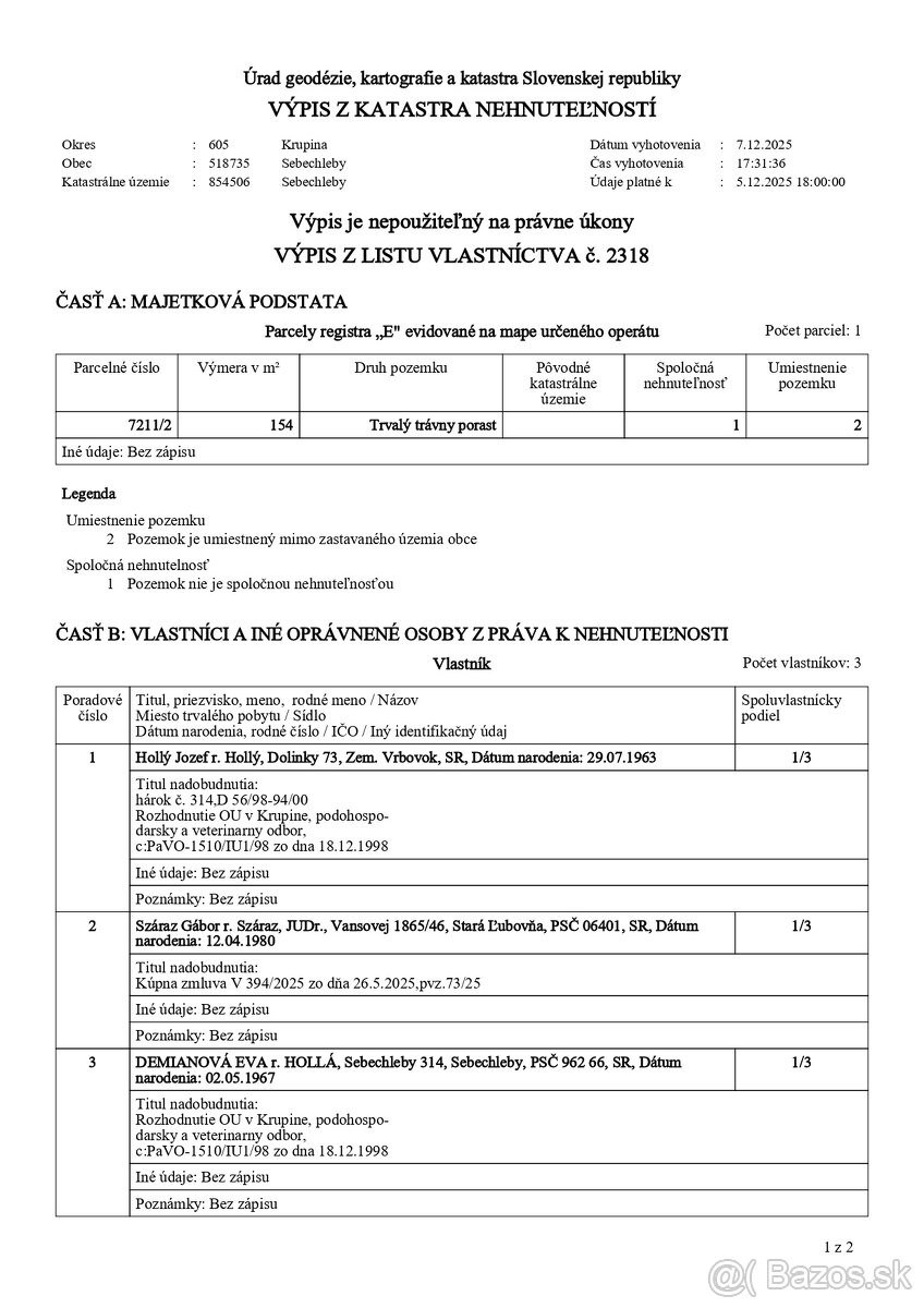 Predám podiely na nehnuteľnostiach v k.ú. Sebechleby - 9