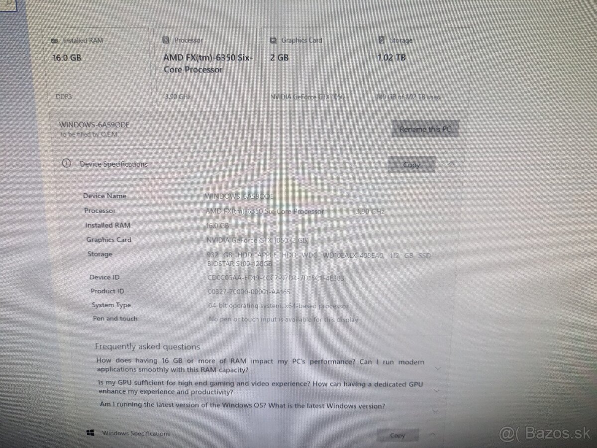 Hierny 6 jadro PC (FX 6350 / 16 RAM / Geforce 1050) - 9