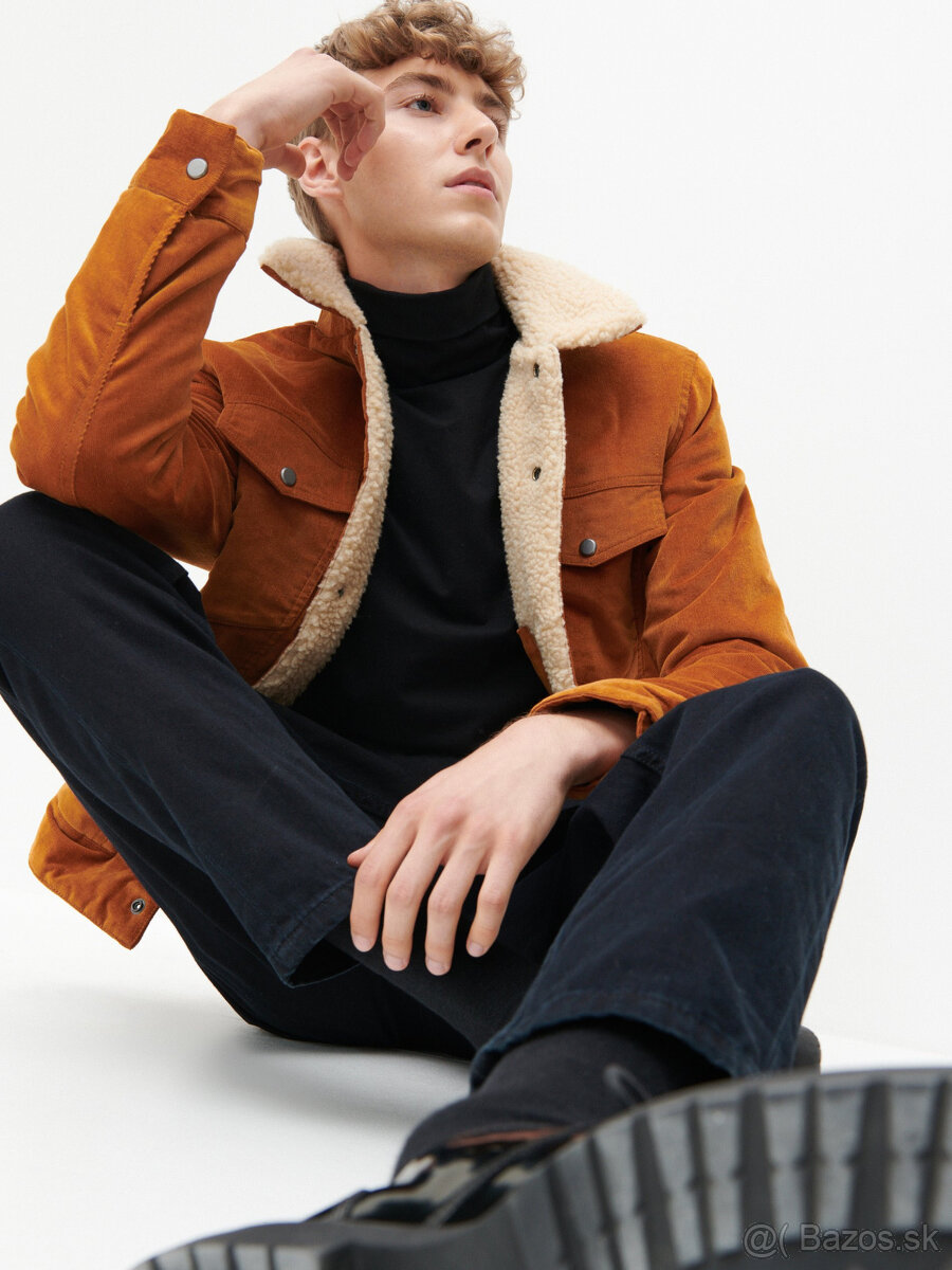 Menčestrová bunda s kožúškom sherpa veľ. XXL - 9