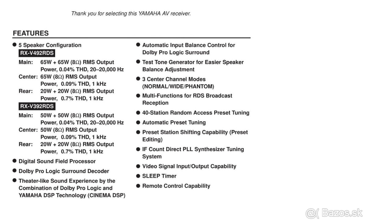 Receiver 5.1 Yamaha RX-V392RDS - 9