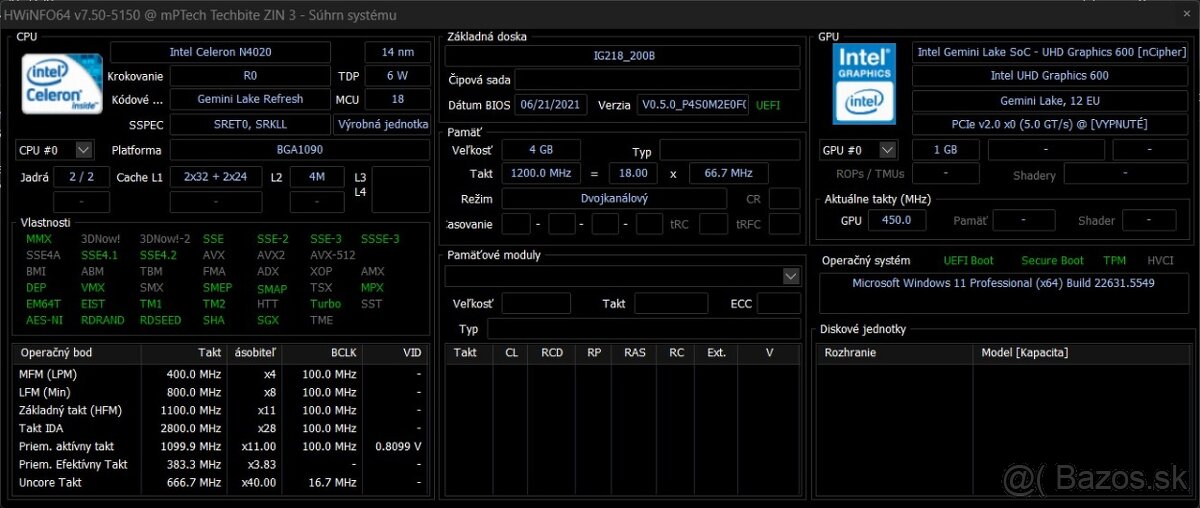 Techbite Zin 3 /Intel N4020/4GB RAM/FHD/128GB SSD/Podsv. kl. - 9