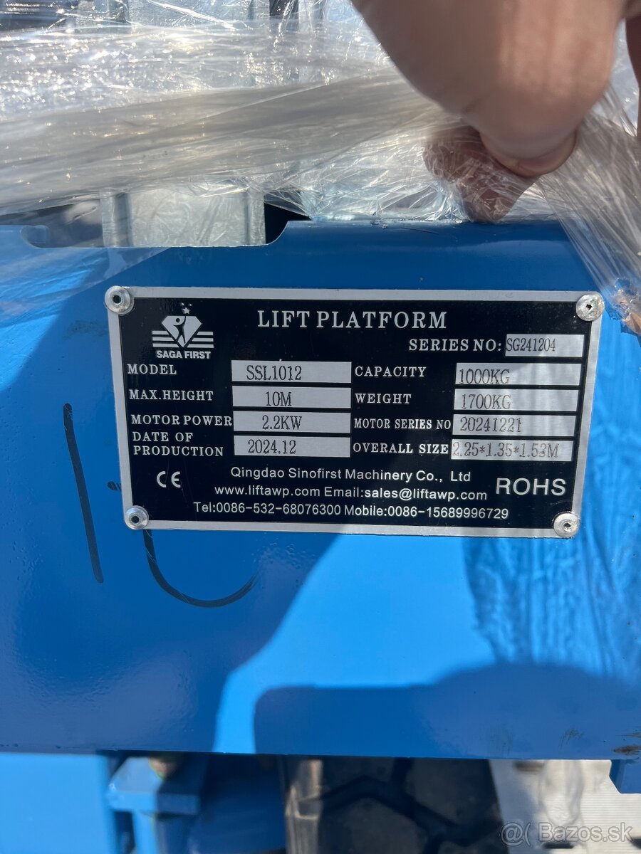 Nožnicová plošina - nepoužitá s hydraulickým zdvihom - 9