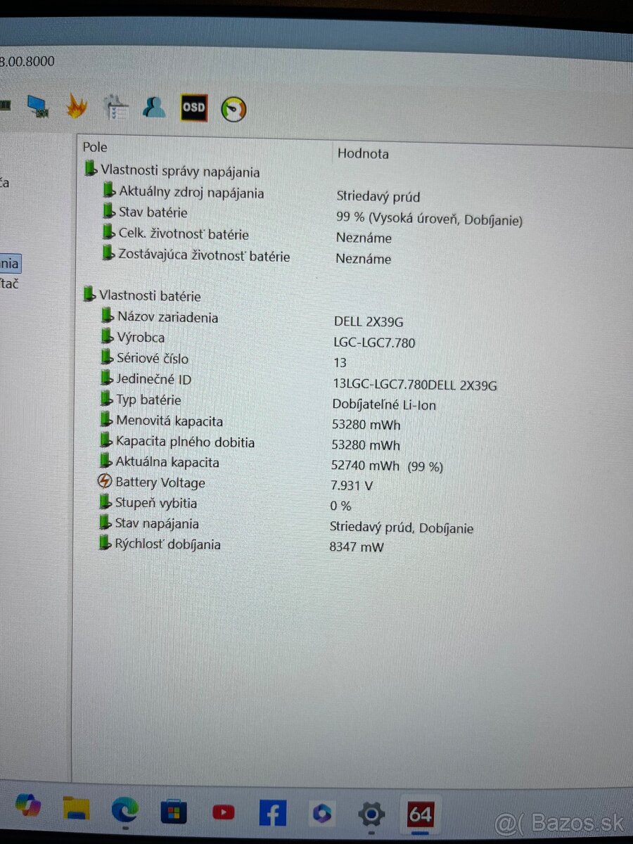 Dell/Windows 11/32GB RAM/250GB SSD disk/nová batéria/v cene - 9