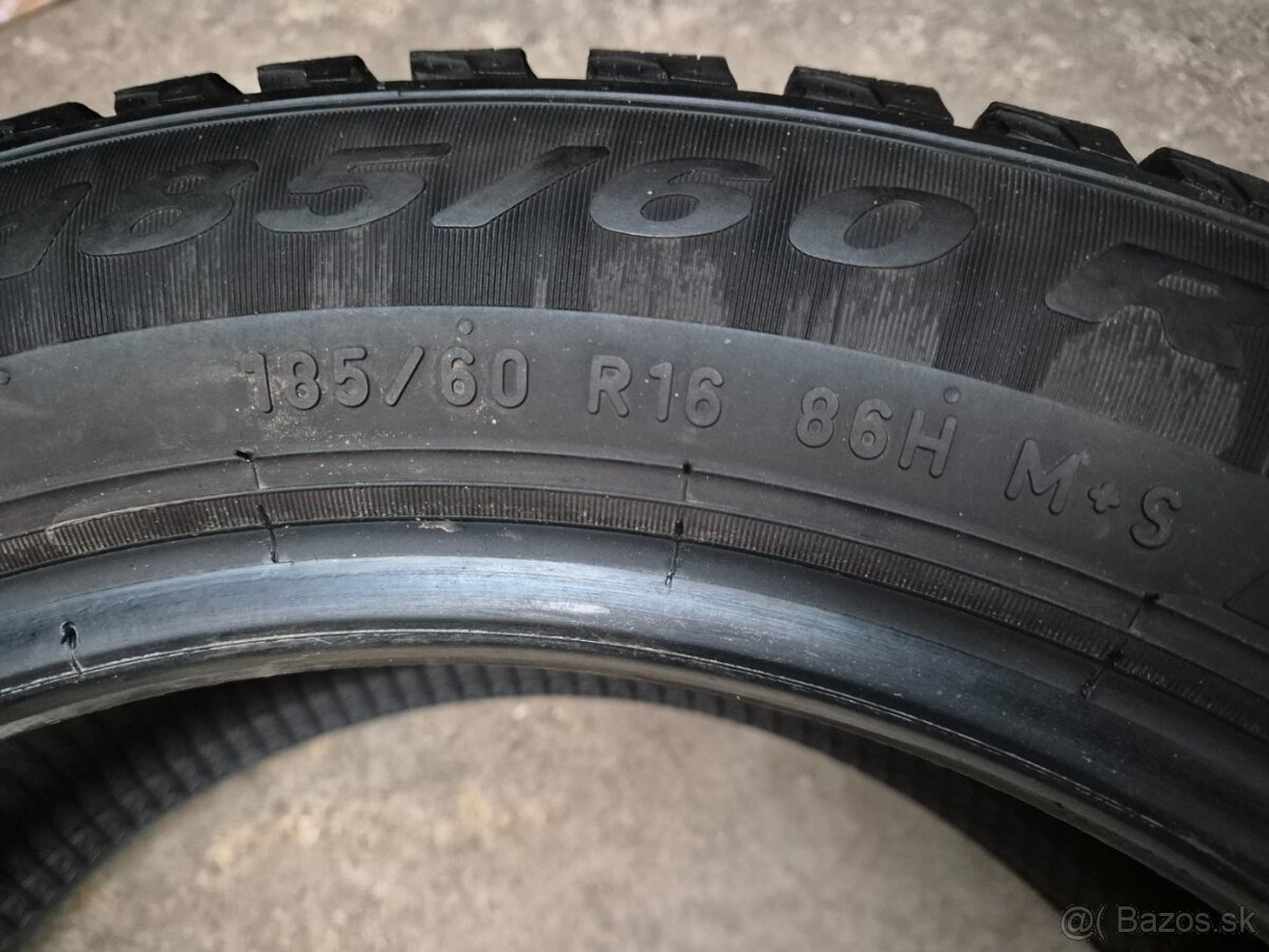 185/60 r16 zimné 4 ks PIRELLI dezén 8,7 - 7,7 mm - 9