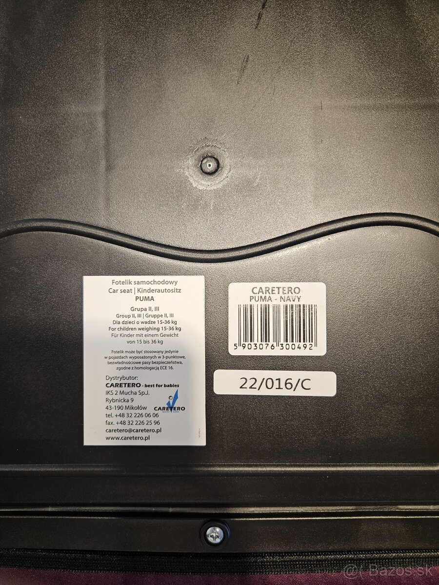 Autosedačka - podsedák CARETERO Puma Isofix Bordová - 9