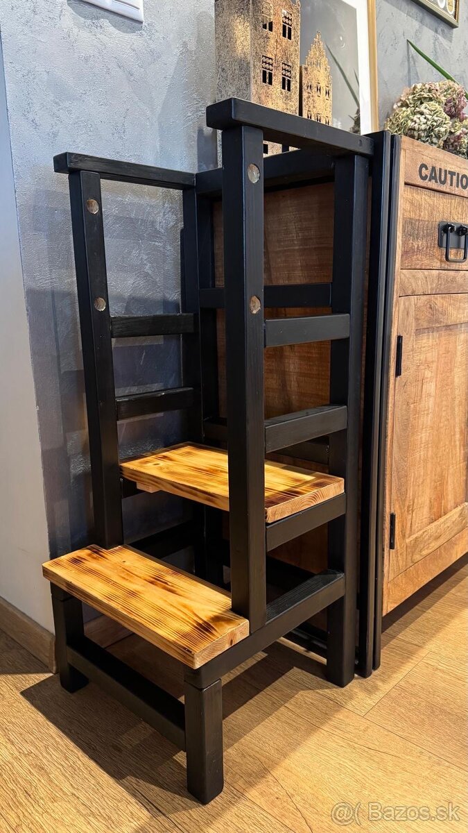 Predám učiacu vežu čierna - opálené drevo - 9