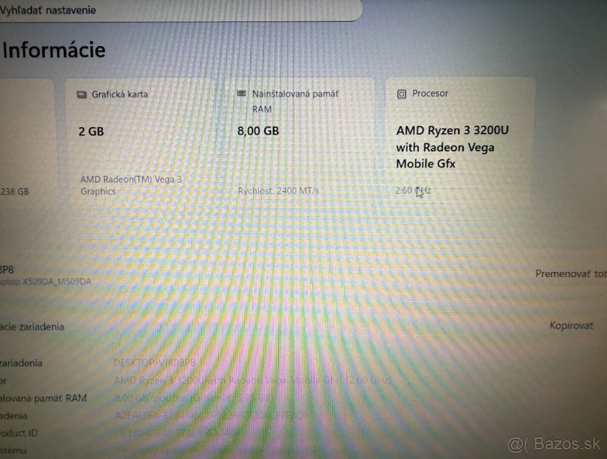 Notebook ASUS M509DA Ryzen 3 / 8GB RAM / 256GB SSD - 9