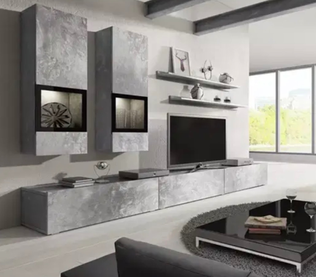 Obývacia stena svetlý betón - 9