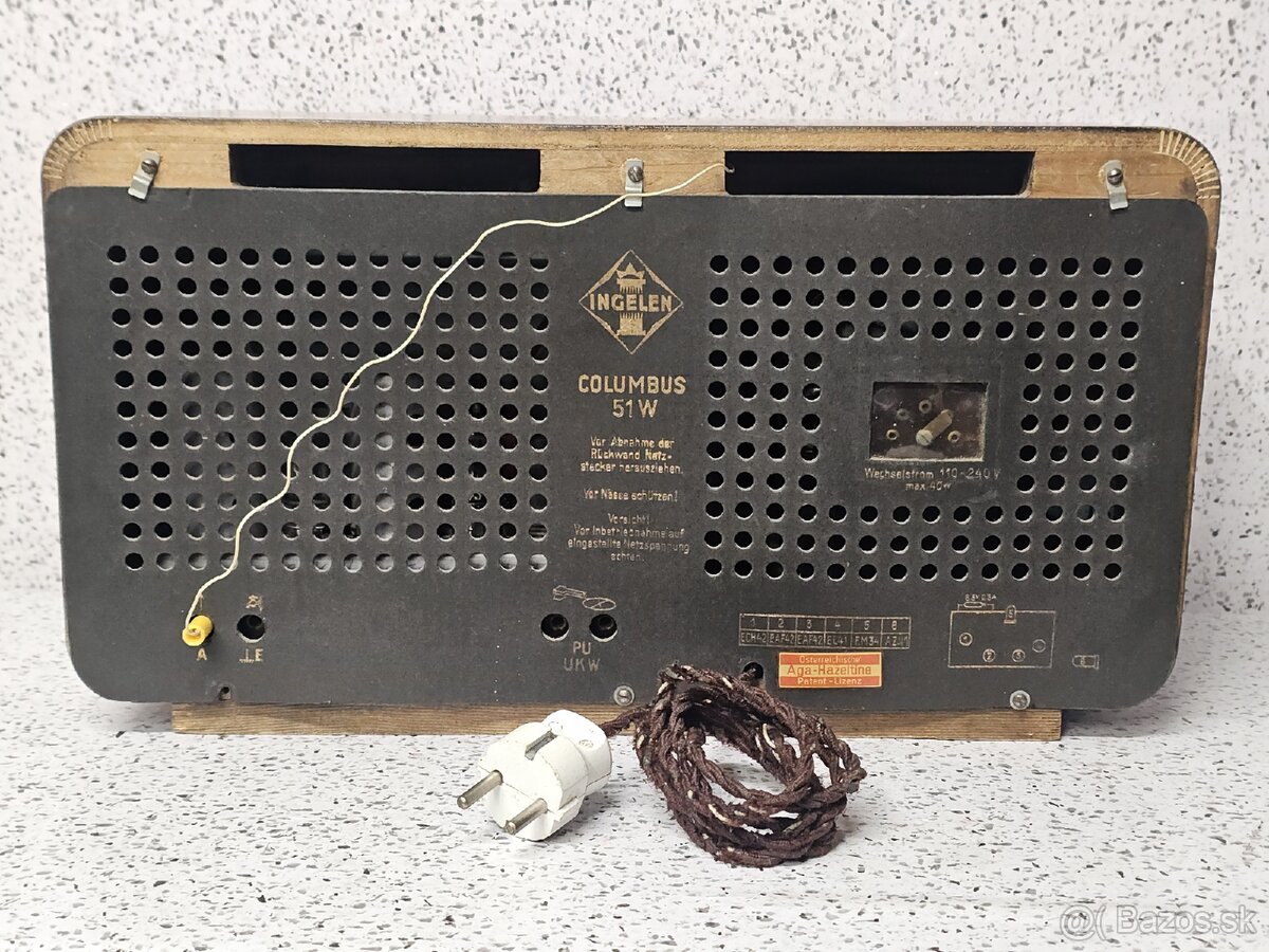 ☆ Starožitné elektronkové radio INGELEN COLOMBUS 51W - 9