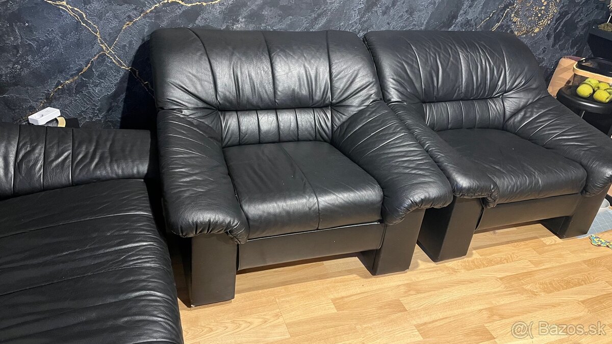 Predam koženú sedačku a 2 kresla - 9