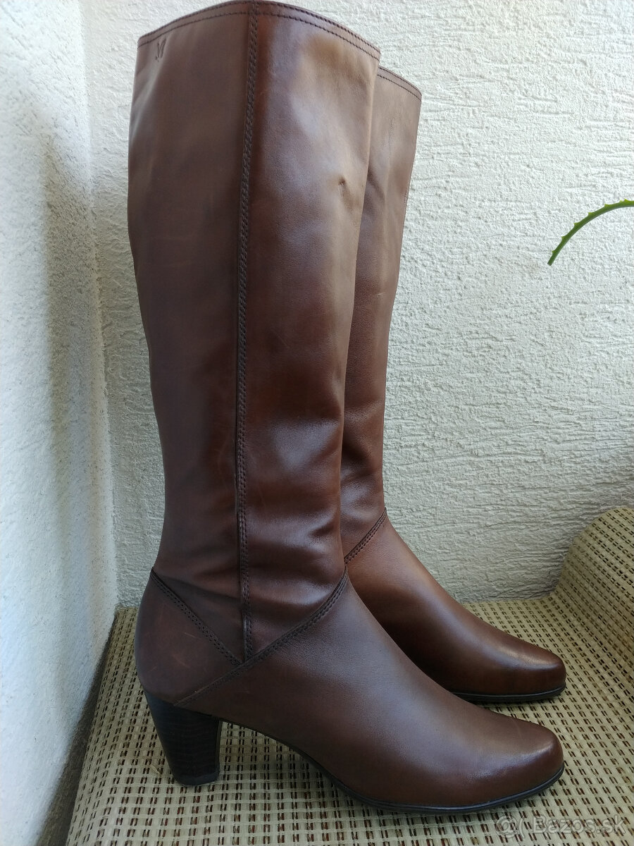 Zateplene kozene cizmy, gastanova farba, velkost 39 - 9