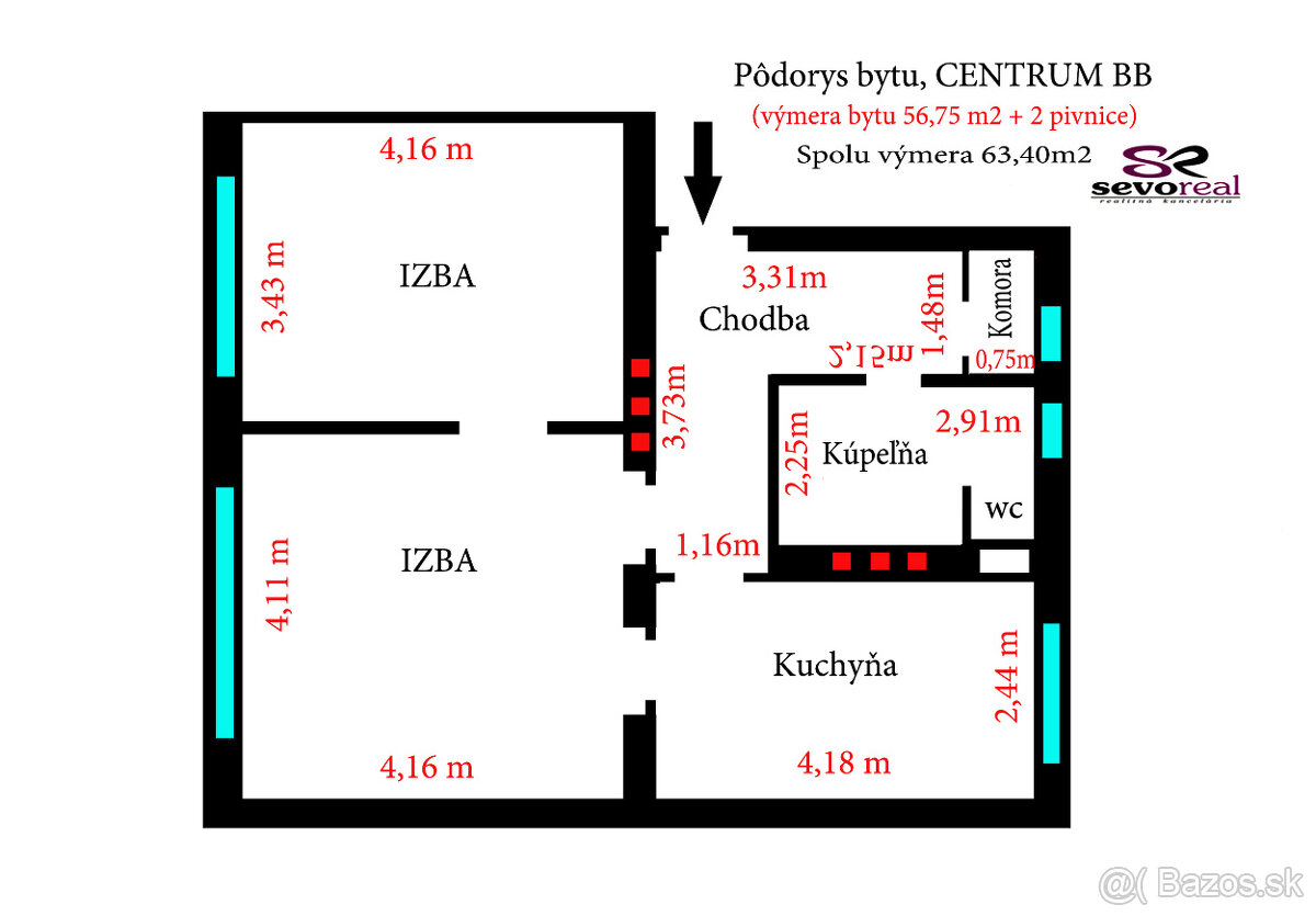 DOHODA NA CENE /PRIAME CENTRUM / 2i byt / KUZMÁNYHO / 64 m2 - 9