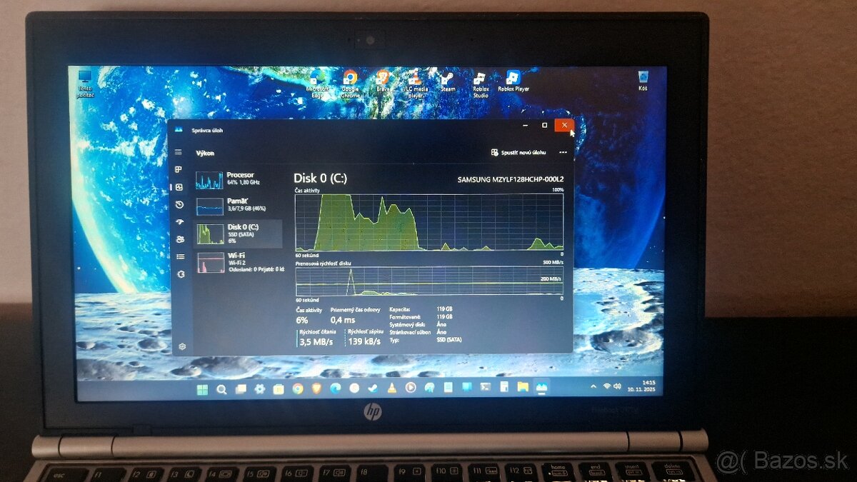 HP EliteBook 2170p - 6GB,250GB,WIN10, na nahradne diely - 9