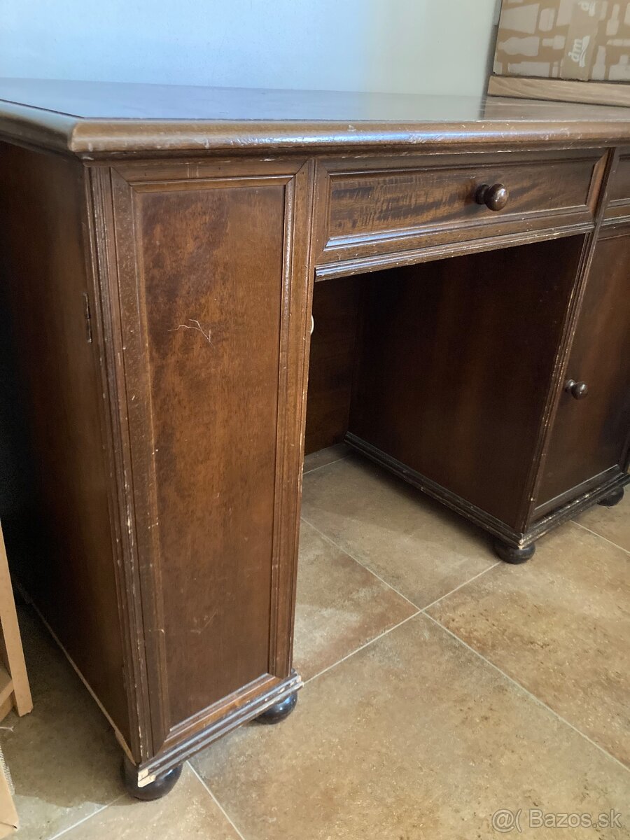 Starožitný drevený písací stôl - 9