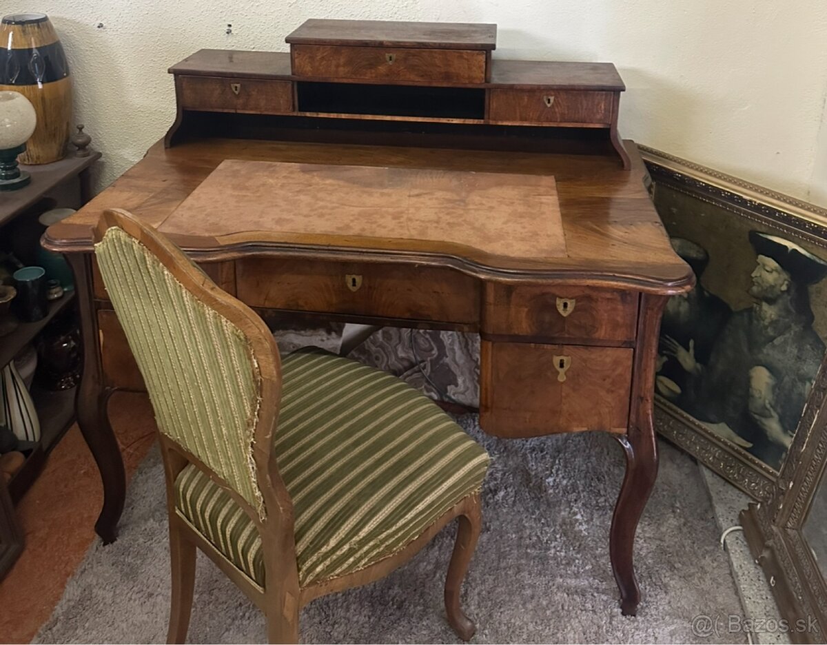 starožitný pracovný, písací stôl - 9